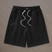 Men's Clothing Elastic White Shorts Men Summer Trend New Bubble Flower Dark Pattern English Shorts Beach Pants Casual Sports Pants_viptrois.com