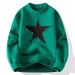 Dropshipping Autumn Winter New Knitted Round Neck Men's Sweer Warm Unisex Casual Fit Couple Five-Pointed Star Thick_viptrois.com