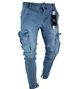 men's jeans trendy ripped knee zipper small foot trousers wholesale_viptrois.com