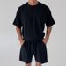 Men's Clothing Comfortable Solid Color Round Neck T Shirt Casual Sports Shorts Suit Loose_viptrois.com