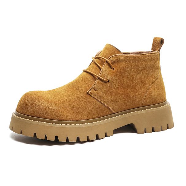 High-top Men's Shoes American Retro Tooling Men's Boots Anti-velvet Leather Big Head Thick Sole Heightening Martin Boots Men's Shoes_viptrois.com