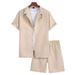 Men's Clothing New Men's Short Sleeved Cardigan Lapel Shirt Suit Men's Fashion Trend_viptrois.com