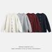 Men’s Cable-Knit V-Neck Cardigan – Oversized Streetwear Sweater With Soft Wool Blend (M-XXL, Anchorage Red/Milk White/Light Grey/Navy)_viptrois.com