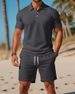 New Men's Summer Casual Sports Versatile Slim Fit Short Sleeved Fashion Polo Shirt And Shorts Set_viptrois.com
