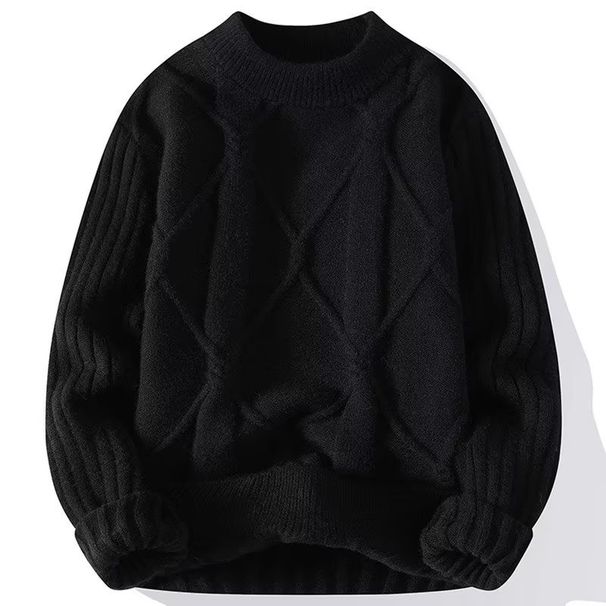 Men's Soft Waxy Sweater Winter Trendy Brand Twisted Sweater Round Neck Warm Inner Wear Teenagers All Match Trendy Knitted Sweater_viptrois.com