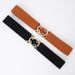 New Single Loop Black Japanese Minimalist Elastic Waistband for Women's Dress Slim Fit Waist Belt with Circular Buckle Waistband_viptrois.com