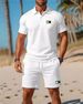 Men's Clothing Men's Nordic Simple Sports Casual Suit Printed Polo Suit_viptrois.com