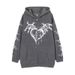 Gothic Hoodie For Women & Men - Dark Aesthetic Zip-Up Sweatshirt With Skull & Butterfly Print - Oversized Unisex Streetwear (Black, White, Gray)_viptrois.com