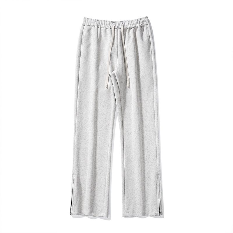 Men's Flared Fleece-Lined Sweatpants With Zip Details High Street Wide-Leg Joggers For Trendy Winter Casual Wear_viptrois.com