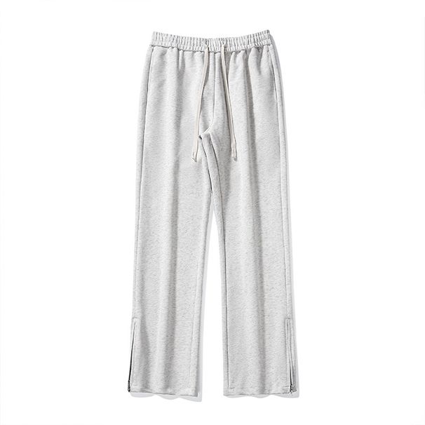 Men's Flared Fleece-Lined Sweatpants With Zip Details High Street Wide-Leg Joggers For Trendy Winter Casual Wear_viptrois.com