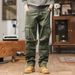 Men's Clothing Retro Casual Pants Men’s Cargo Work Pants – Vintage Utility Style, Multi-Pocket Design, Durable Cotton Blend For Outdoor & Streetwear_viptrois.com