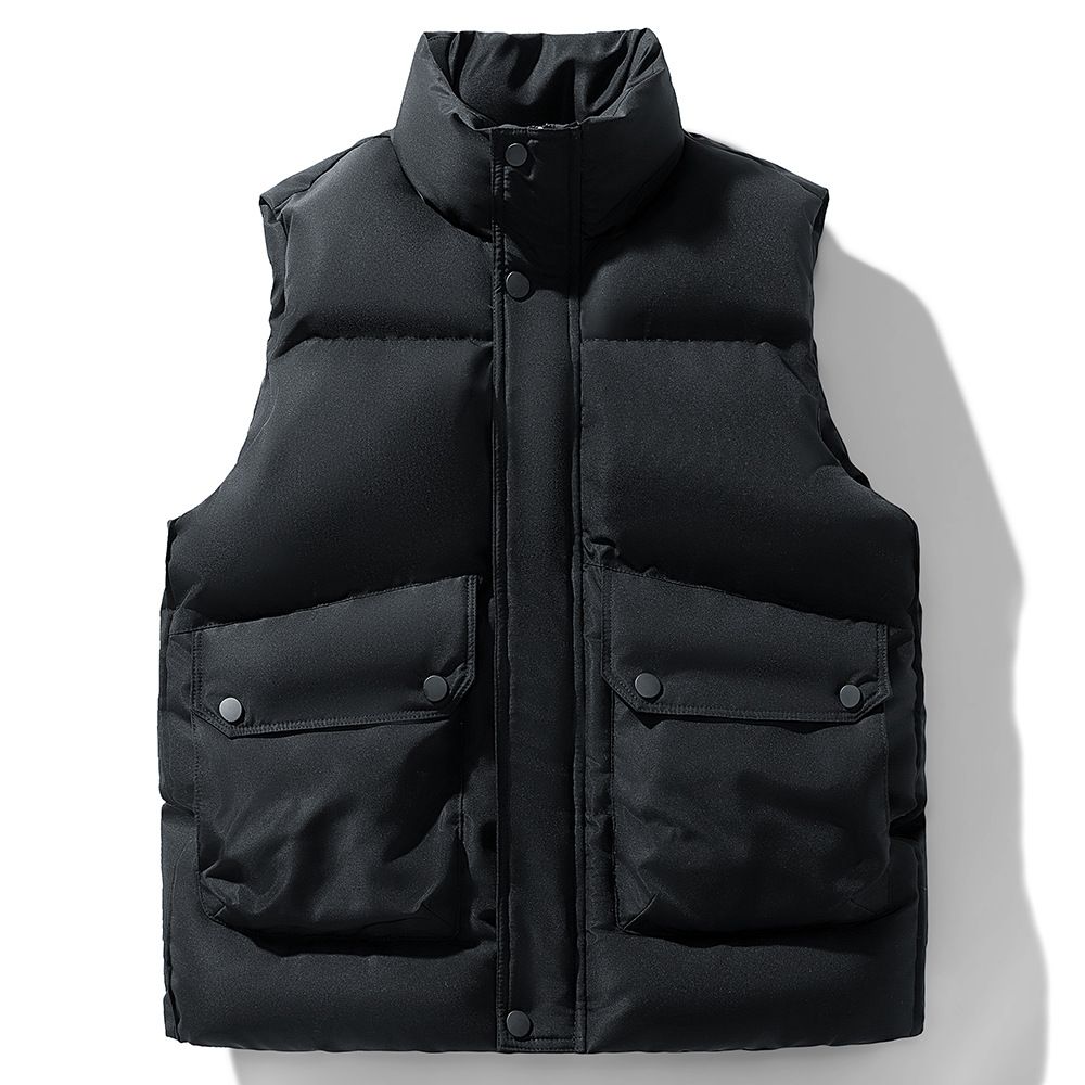 New Men's Cotton Vest Winter Warm Trendy Vest Jacket Solid Color Vest Vest Vest_viptrois.com