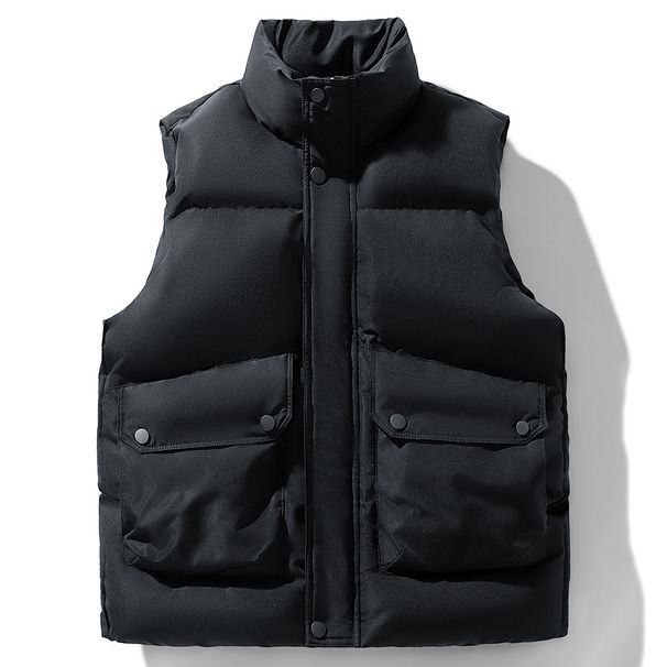 New Men's Cotton Vest Winter Warm Trendy Vest Jacket Solid Color Vest Vest Vest_viptrois.com