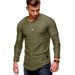 2025 Men's Casual Tops Summer Long Sleeve T-shirt Solid Color Fold Round Neck Clothes Men's T-shirt_viptrois.com