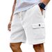 Men's Clothing Men's Summer Corduroy Multi Pocket Five Point Casual Sporty Drawstring Solid Color Cargo Shorts_viptrois.com