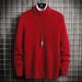 Men's Half-High Collar Sweater – Autumn/Winter Knit Pullover (White, Black, Burgundy, Sizes M-3XL)_viptrois.com