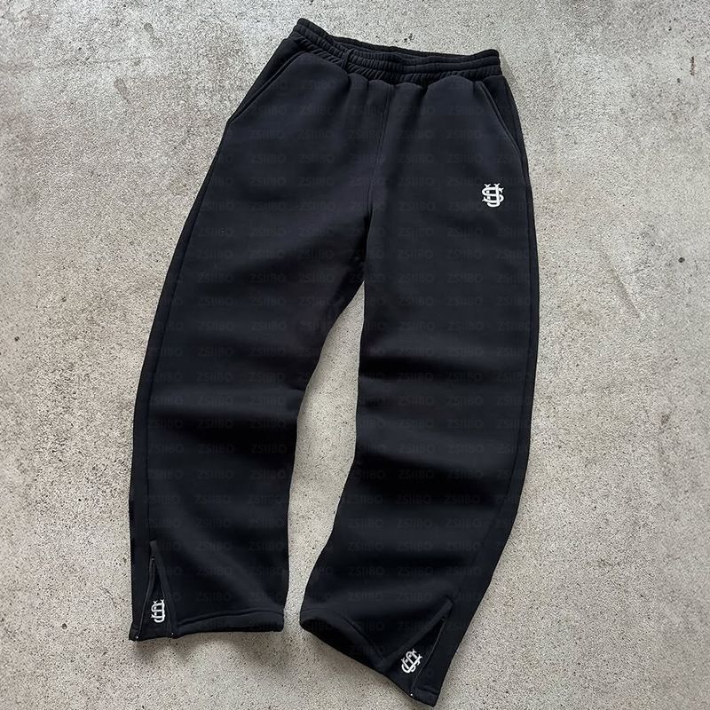Men's Clothing Men's & Women's Y2K Streetwear Pants - Loose Fit Small Logo Embroidery Casual Trousers (Black/Beige/Gray)_viptrois.com