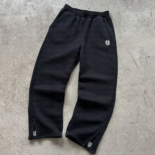 Men's Clothing Men's & Women's Y2K Streetwear Pants - Loose Fit Small Logo Embroidery Casual Trousers (Black/Beige/Gray)_viptrois.com