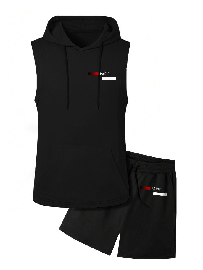 Men's Summer Casual Fashion Hooded Vest With Gradual Change Of Color Plaid Printing Personality Trend_viptrois.com