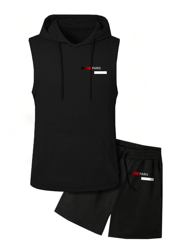 Men's Summer Casual Fashion Hooded Vest With Gradual Change Of Color Plaid Printing Personality Trend_viptrois.com