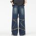European And American New Denim Jeans Men, Loose Fit For Young Studen, Spliced Korean Personalized Multifunctional_viptrois.com