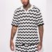Men's Clothing Wave Pattern Hollow Short Sleeved Tops Casual Sports Shorts Men's Suit_viptrois.com