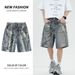 Men's Clothing Summer Fashion Brand 3D Printed Washed Hip Hop Denim Shorts Men's Loose Wide Leg Straight Leg Five Point Mid Length Pants_viptrois.com