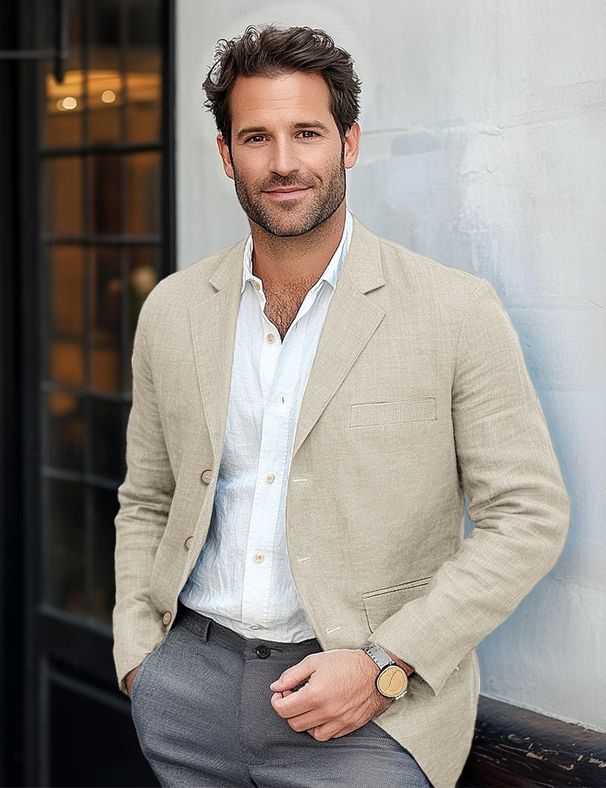 Men's Clothing Spring And Autumn New European Size Men's Suit Jacket Casual Solid Color Cotton And Linen Suit Jacket Cross Border Men's Tops_viptrois.com