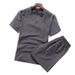 Men's Clothing Short Sleeved T Shirt Cotton And Linen Suit Summer New Men's Solid Color V Neck Teenagers Fashion Casual Two Piece Suit_viptrois.com