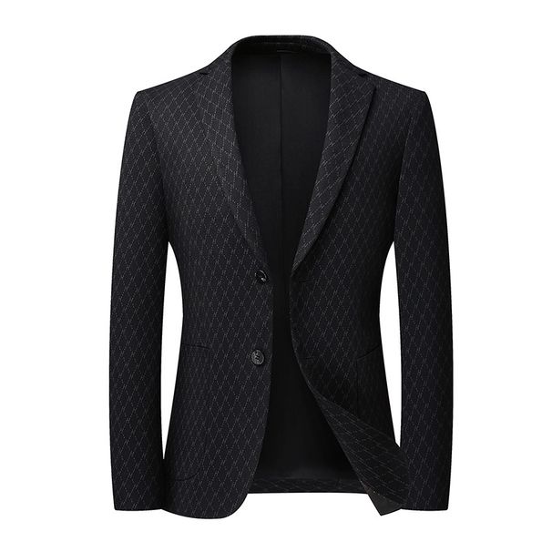 Fashionable Single Western Jacket Men's Spring And Autumn Business Casual European Version Thick Non Ironing Top Printed_viptrois.com