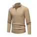Men’s Zip-Neck Sweater – Thermal Polyester Blend, Breathable & Machine-Washable, Business-Casual Versatility (Brown/Khaki/Charcoal/Black/Navy)_viptrois.com