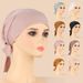 Women's Hijab satin modal cotton bottoming hat solid color elastic lace hat headscarf adjustable_viptrois.com