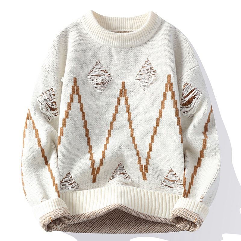 "Men's Classic Knit Sweater - Warm Winter & Autumn Pullover, Soft Long Sleeve Crewneck, Casual & Stylish (Black/White/Khaki/Dark Gray/Red)"_viptrois.com