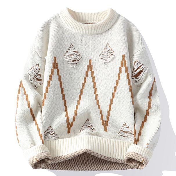 "Men's Classic Knit Sweater - Warm Winter & Autumn Pullover, Soft Long Sleeve Crewneck, Casual & Stylish (Black/White/Khaki/Dark Gray/Red)"_viptrois.com