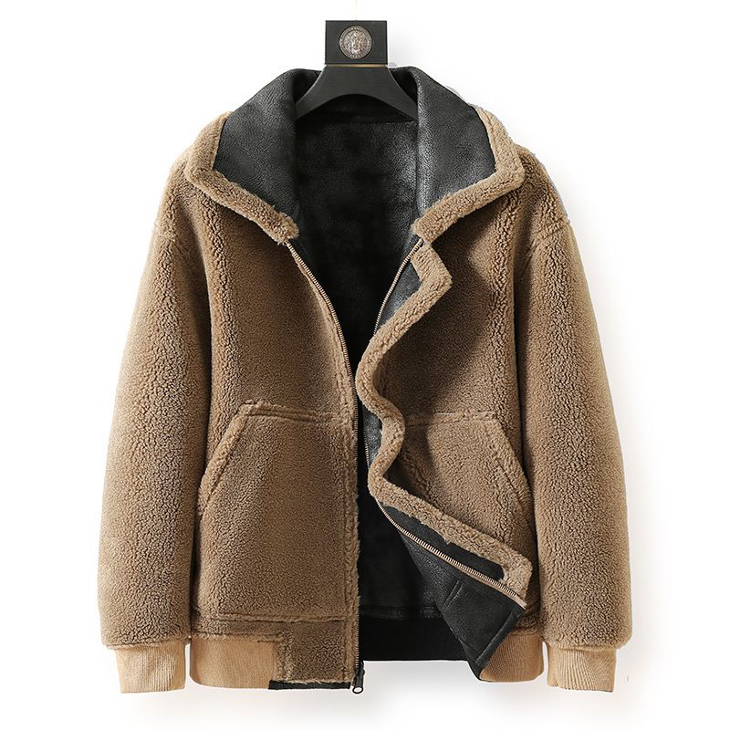 "Men's Reversible Motorcycle Jacket – Winter Velvet & Fur Lined, Dual-Side Fashion Outerwear For Cold Weather"_viptrois.com