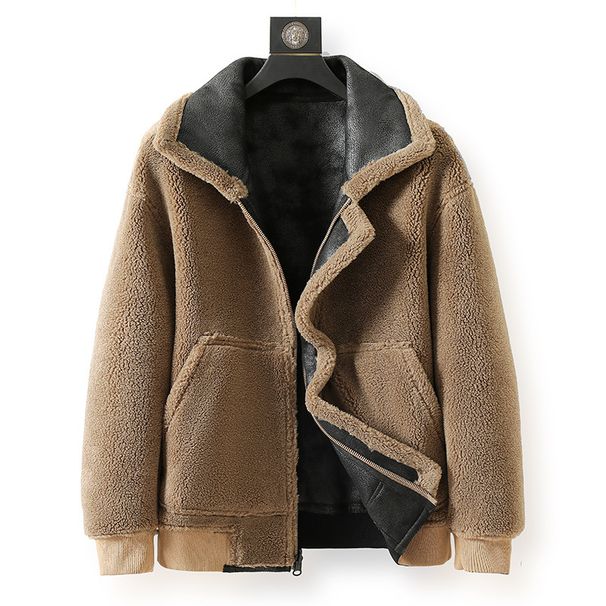 "Men's Reversible Motorcycle Jacket – Winter Velvet & Fur Lined, Dual-Side Fashion Outerwear For Cold Weather"_viptrois.com