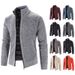 Men's Fleece-Lined Knit Cardigan - Warm Winter Stand Collar Sweater For Teenagers & Young Adults (Multiple Colors & Sizes)_viptrois.com