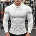 Cross-border Autumn And Winter Fitness Polo Shirt Men's Long-sleeved Solid Color T-shirt Muscle Men's Tights Training Clothes Light Board Foreign_viptrois.com