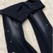 New American Retro Style Men's Jeans Deconstructed Patchwork Design Black Grey Slightly Flared Straight Leg_viptrois.com