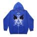 Gothic Couple Butterfly Skull Harajuku Large Size Zipper Dark Style Sweatshirt Women's Hoodie_viptrois.com