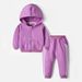 kid's clothing Spring style hooded zipper shirt leg Harlan pants two-piece sports solid color casual suit for boys and girls_viptrois.com