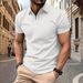 Men's Solid Color Short-sleeved Button-down Lapel T-shirt Casual Top_viptrois.com