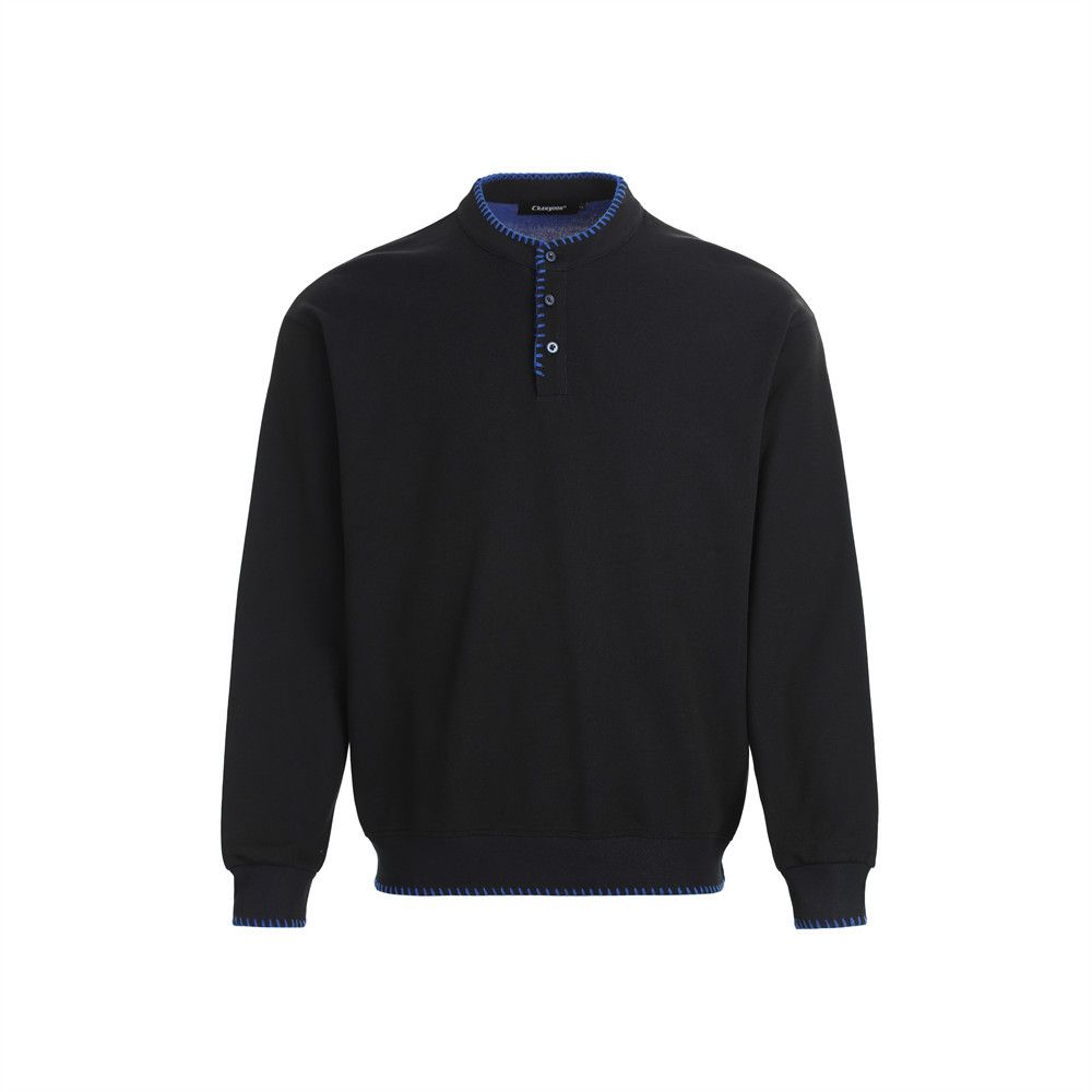Half-Button Stand Colla Sweatshit Fo Men Loose Casual Long Sleeve Knitted Top Steet Fashion Stitching Design_viptrois.com