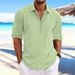 Men's Casual Long Sleeve Pullover Shirt | Lightweight Comfort Fit Daily Wear | Solid Color Versatile Top_viptrois.com