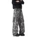 American Tie Dye Camouflage Pants, Men's Trendy Brand Design, Multi Pocket Workwear Jeans, Loose Wide Leg Pants_viptrois.com