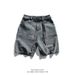 Men's Clothing Straps Washed Distressed Denim Shorts Men's Summer Hip Hop Loose Casual Workwear Shorts_viptrois.com