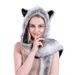 Fur hat cartoon furry hat scarf gloves one three-piece cute plush hat_viptrois.com