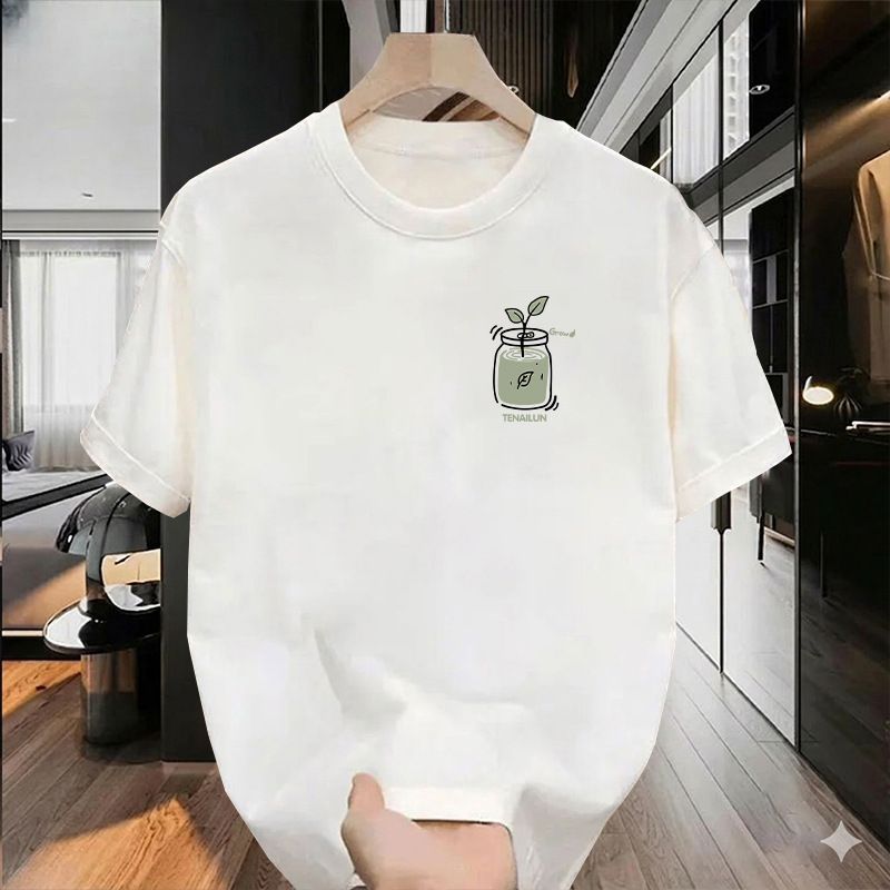 Heavyweight Cotton T-Shirt - Unisex Vintage Short Sleeve Tee With Creative Graphic For Men Women Casual Wear_viptrois.com
