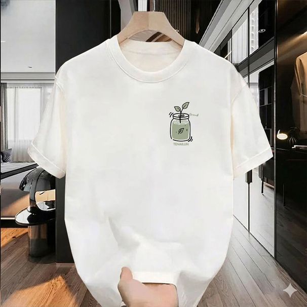 Heavyweight Cotton T-Shirt - Unisex Vintage Short Sleeve Tee With Creative Graphic For Men Women Casual Wear_viptrois.com