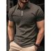 Men's Clothing Golf Shirt Zipper Polo Shirt Casual Short Sleeve Summer Street Wear_viptrois.com